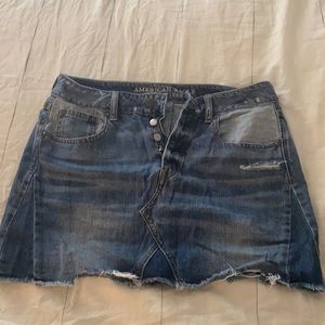 Distressed Denim Skirt